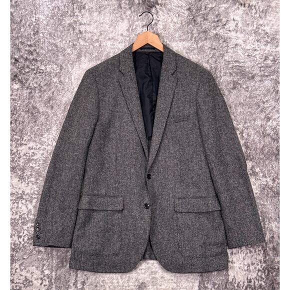 J Crew Ludlow Blazer 42 L Mens Gray British Moon Tweed Herringbone Jacket Coat - Picture 1 of 12